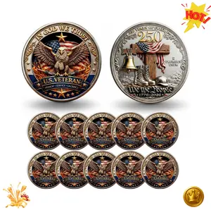 In God We Trust  250 Years of Freedom Commemorative Coin  US Veteran Challenge Coin 1776-2026  Eagle & Battlefield Cross Patriotic Souvenir  Religious Military Gift for Men & Collectors  Diy Toys