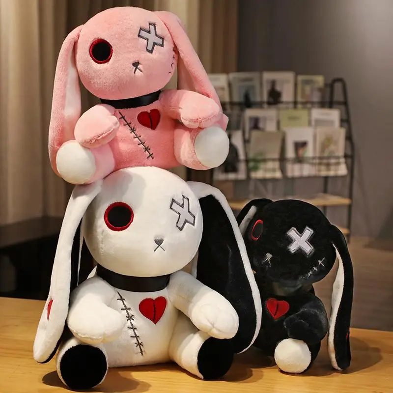 Dark Series Rabbit Plush Toy Gothic Rock Style Stuffed Animals Rabbit Bunny Doll Halloween Plush Kids Toy Home Decor