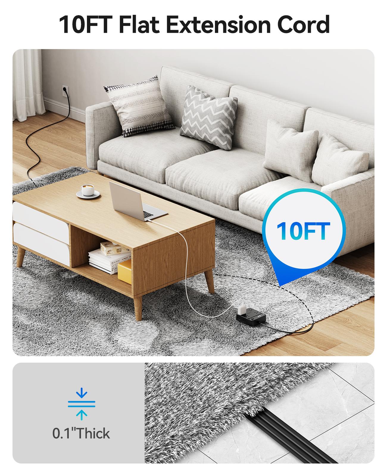 Surge Protector Power Strip, Outlet Extender with 8 Outlets 4 USB Ports (2 USB C), Overload Protection, Long Extension Cord with Multiple Outlets for Indoor, Home, Office-SP1