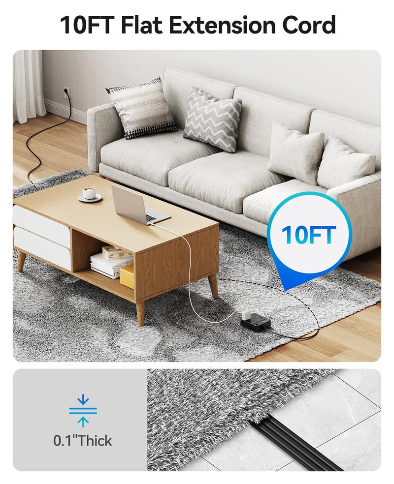 Surge Protector Power Strip, Outlet Extender with 8 Outlets 4 USB Ports (2 USB C), Overload Protection, Long Extension Cord with Multiple Outlets for Indoor, Home, Office-SP1