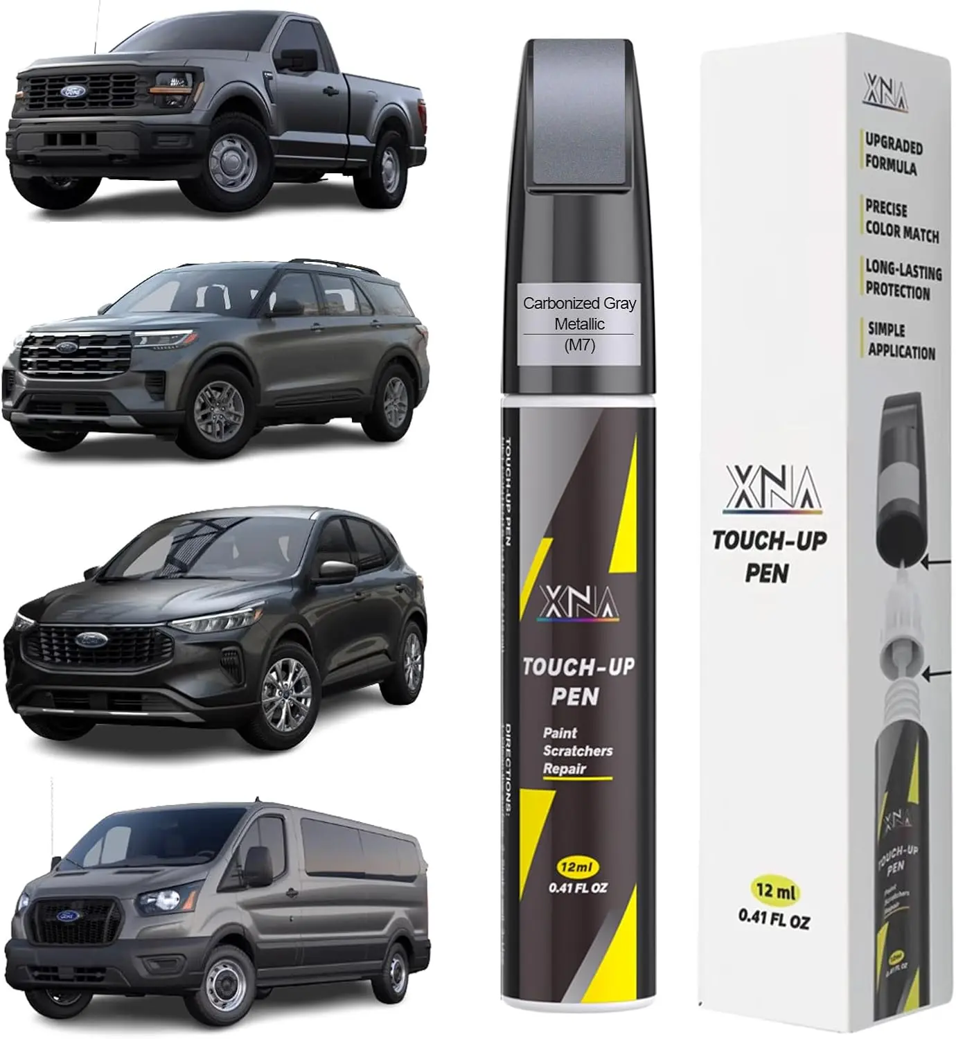 Carbonized Gray Metallic (M7) Car Scratch Repair Kit - 2-In-1 Precise Color-Matched Touch-Up Pen, Quick Easy Fix for Nicks & Chips, Automotive Metallic Paint Repair Tool, Precise Color Match