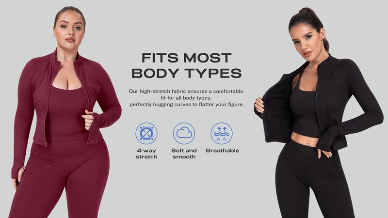 【LOCAL FAST SHIPPING】NORMOV 2/3 Piece Workout Set - Longline Sports Bra + Side Pockets Leggings + Jacket with Thumbholes – Women’s Yoga Outfit Activewear for Gym Running Training Summer Sportswear