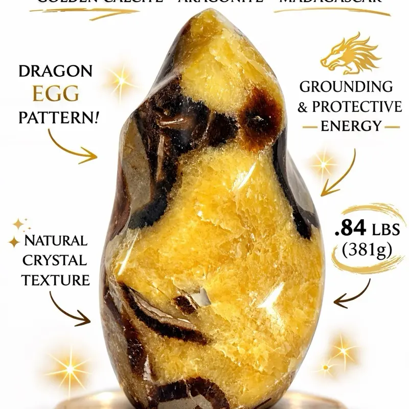 Dragon Egg Septarian Flame  Golden Calcite Crystal | Madagascar Septarian Freeform crystals treasures