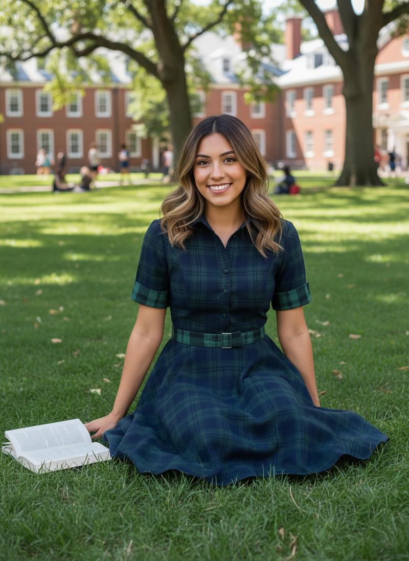 Retro Stage 1950S Green Plaid Short Sleeve Shirt Dress with Cinched Waist & Flared Skirt for Casual Outings & Dates - Classic Look & Comfortable Fit Womenswear Collared Shortsleeve Summer Basic Minimalist Vintage Girly Clothes Suits Gamis Fitted