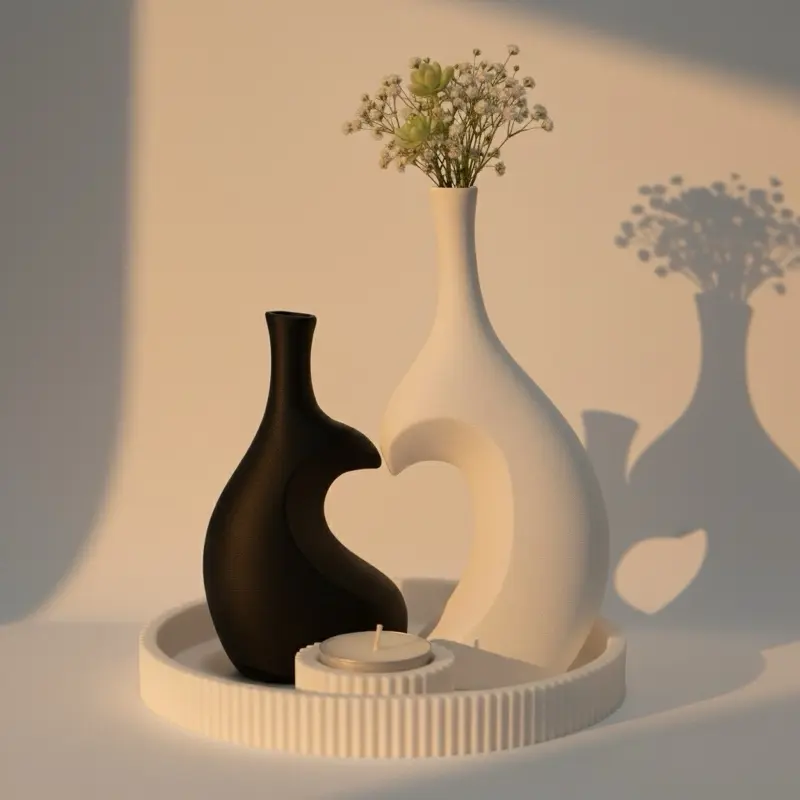 4-Piece Modern Minimalist Round Heart-Shaped Decorative Vase Set, House Decor & Aesthetic Home Decor Table Centerpiece, Ideal Gift for Home Supplies Enthusiasts