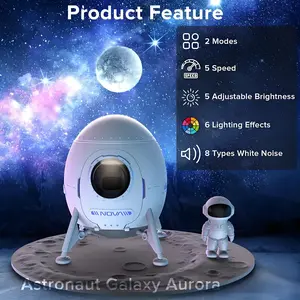 Gen 2 Astronaut Lander Galaxy Projector Night Light, Bluetooth Star & Nebula Projector with Remote and Timer, LED Ceiling Light for Kids Room & Bedroom Decor, Romantic Gift for Couples & Space Lovers