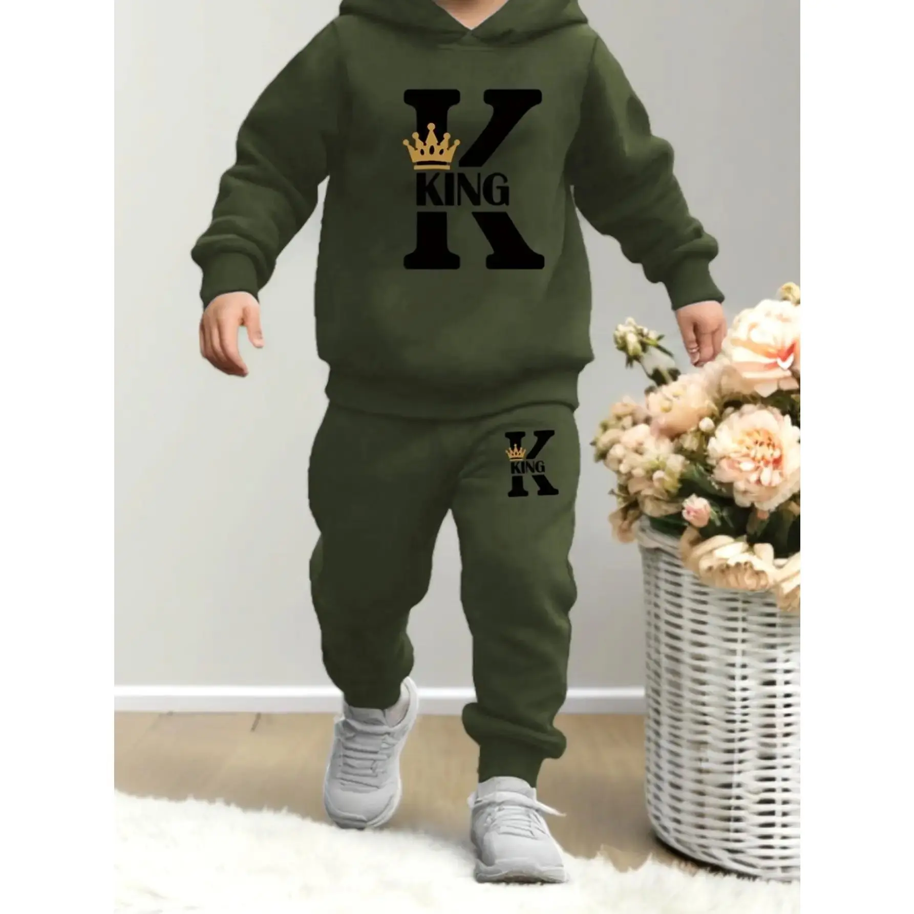 Boys' Clothing 2-Piece Casual Knit Set - Letter Print Hooded Sweatshirt, Polyester Joggers, Regular Fit, Medium Stretch, Fall/Winter, Stylish Comfortable, Ideal Gift, Outdoor Use