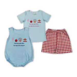 Matching Brother Set | County Fair Summer Outfit | Big Kid Shirt & Shorts + Baby Bromper
