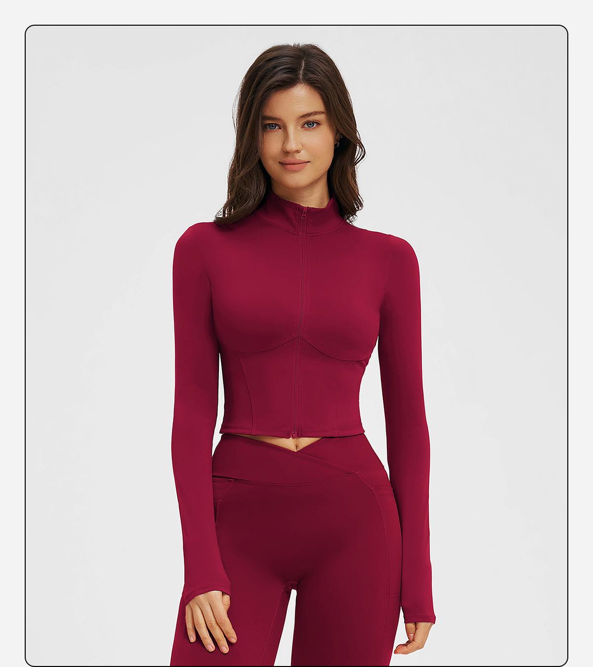 MFVIM Autumn Winter Stand Collar Jacket Zipper Windproof Versatile Warm Top Fitness Running Fleece Lined Sports Coat Women Workout Clothes