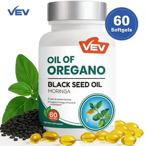 VEV Oil of Oregano, with Black Seed Oil, Moringa and Ginger, Carvacrol-Rich, Aceite de Oregano, 60 Softgels, Edible Healthcare Dietary