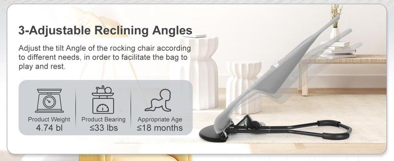 Baby Bouncer, Portable Baby Bouncer Seat for Baby 4-18 Months, 3 Modes for Bouncing or Stationary Use, Infant Chair Rocker with Removable Hanging Toys