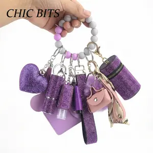 Trendy All-Match Birthday Gift - Original Design Key Ring Set in Red Pink Purple Blue Gray Black Alloy with Key