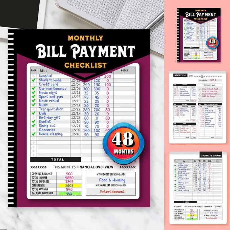 48-Month Budget Planner & Bill Payment Tracker,Monthly Expense Tracker, Bill Payment Checklist, Weekly Budget Planning Journal, Personal Finance Book, Office School Supplies,Graduation & Father's Day Gift