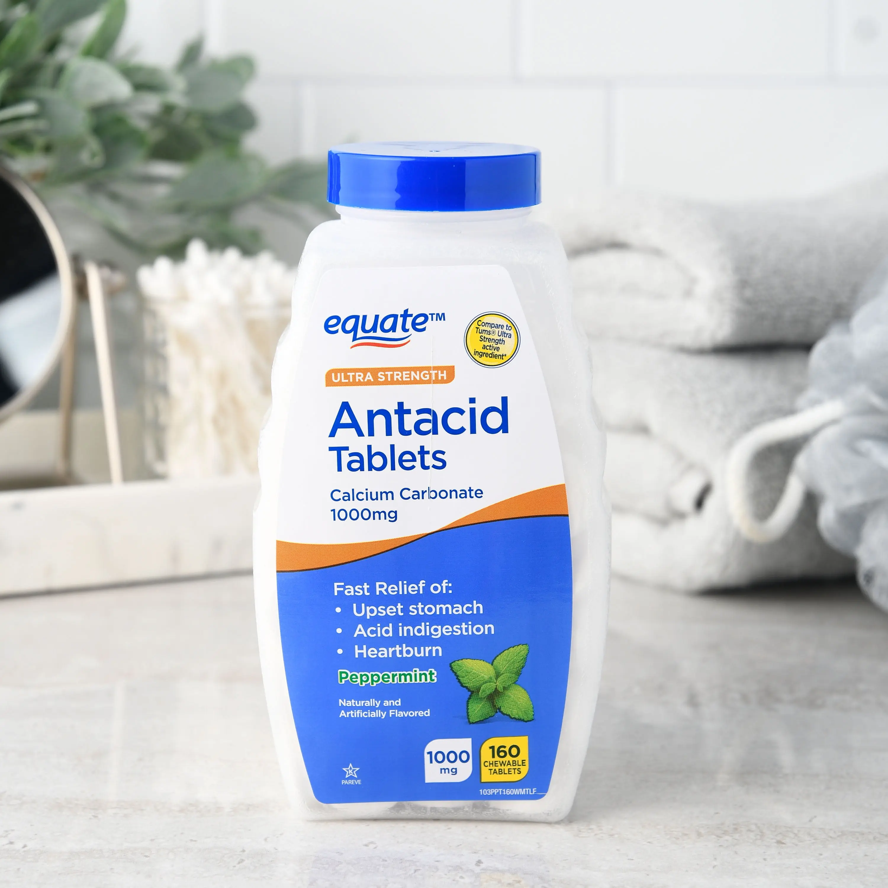 Equate Ultra Strength Antacid Chewable Peppermint Tablets 1000 mg ...