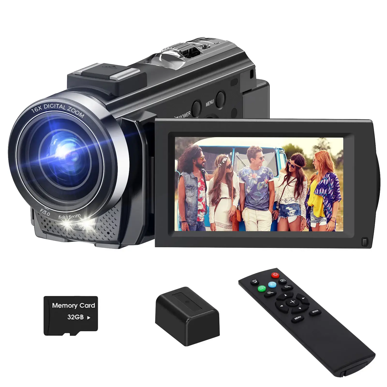 Video Camera YouTube Vlogging Camera Recorder FHD 1080P 24.0MP 3.0 Inch 270 Degree Rotation Screen 16X Digital Zoom Camcorder with Microphone,Remote Control tiktokshopbacktoschool