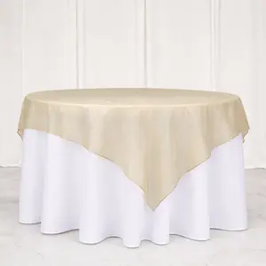 10 Pack Organza Table Overlay 72"x72" Gold - Sheer Table Topper