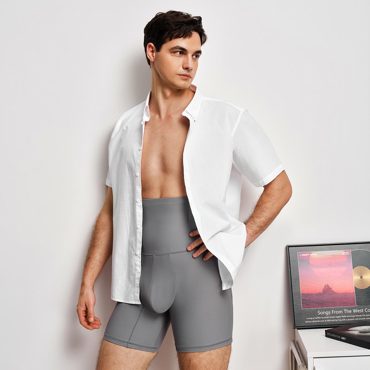 Nebility Men’s 3D Butt Lift High-Waist Shapewear Boxer Briefs, with Built-In One-Piece Fixed Hip Pad, High Waist Seamless Compression Underwear, Breathable Stretch Fabric for Tummy Control, Daily Support & Moisture-Wicking