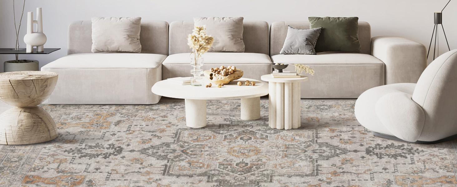 GENIMO Non Slip Area Rug for Living Room, Entryway, Bedroom, Kitchen and Corridor - Lightweight Mat, Machine Washable Low Pile Rugs