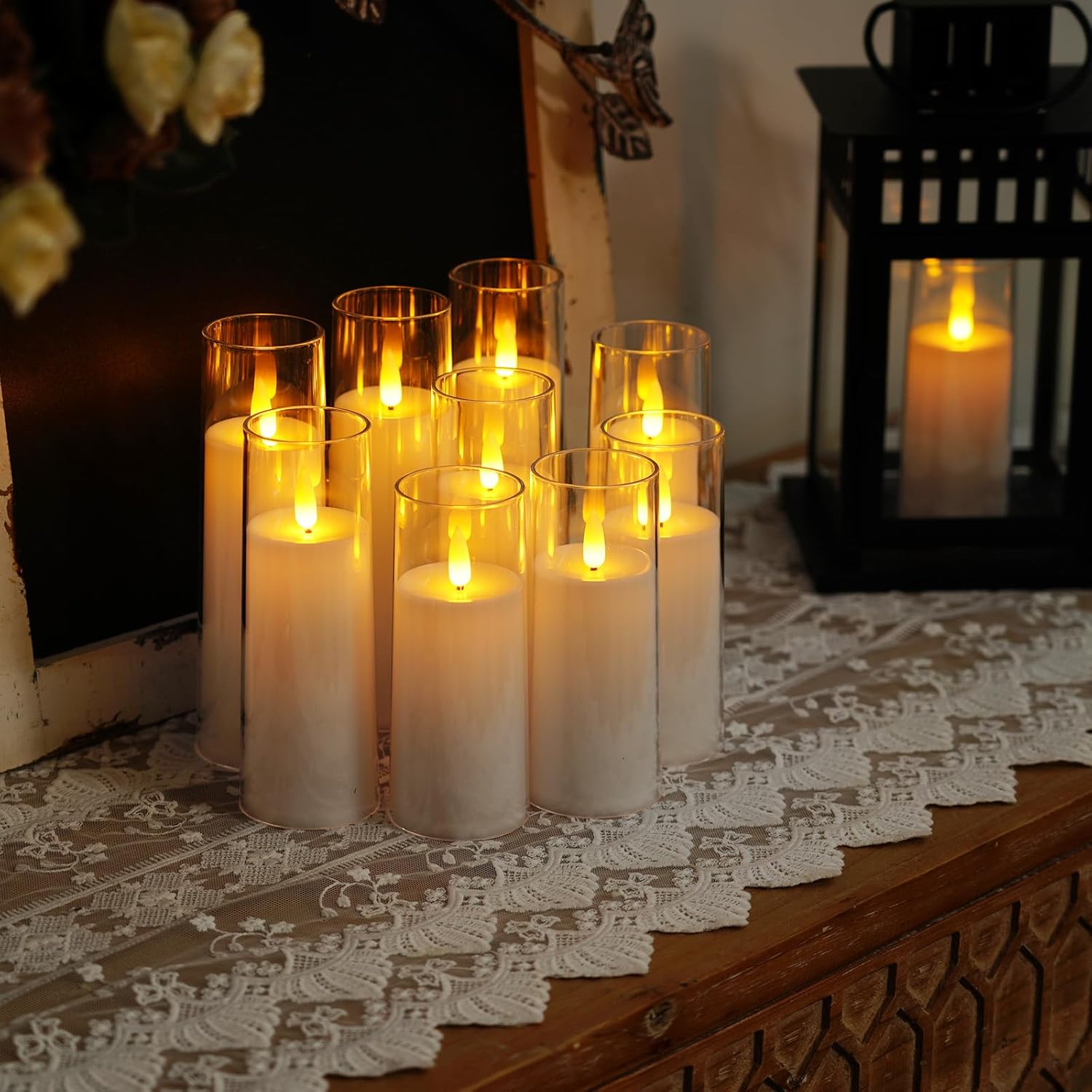 【Set of 9】Pure White Acrylic Flameless LED Candles, Battery Operated With Remote Control and Timer, Electric Fake Candles for Wedding, Home Decor, D2.2 xH 5" 6" 7" 【Set of 9】Pure White Acrylic Flameless LED Candles, Battery Operated With Remote Control and Timer, Electric Fake Candles for Wedding, Home Decor, D2.2 xH 5" 6" 7"