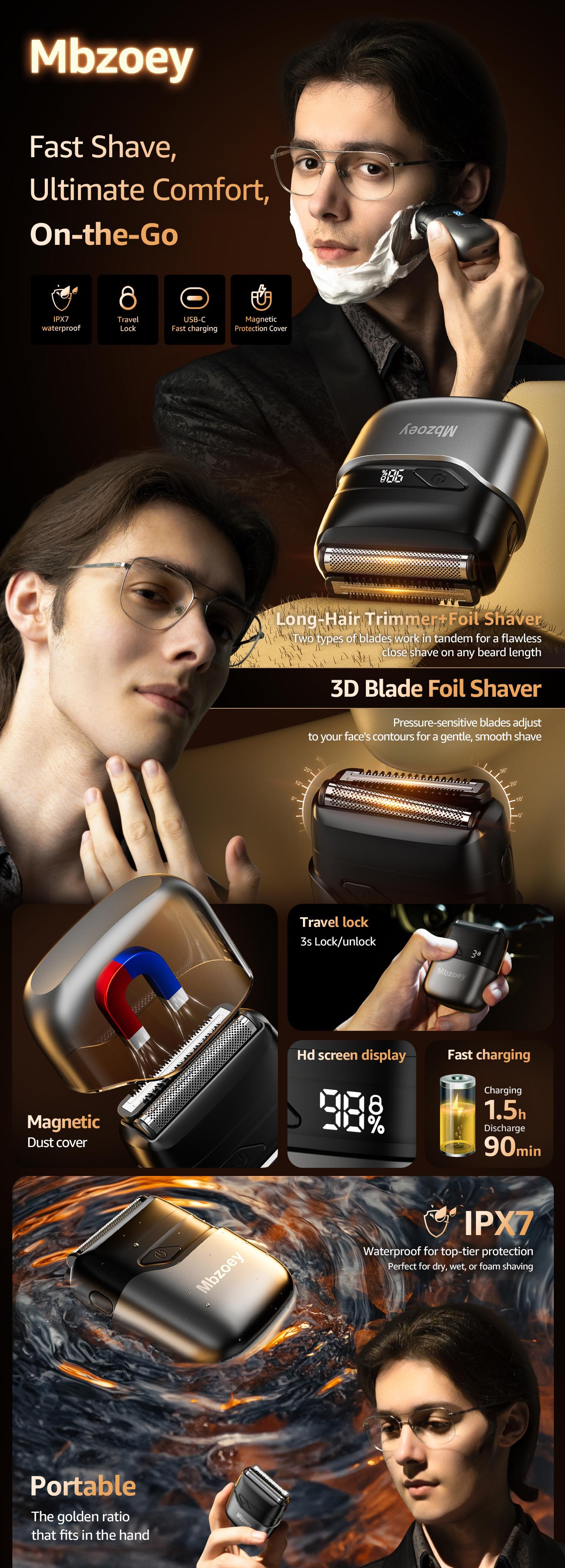 [TikTokShopStockUp]SHPAVVER Vacuum Beard Trimmer Model 26x-001 Cordless Waterproof Shaver with 20 Precision Length Comb for Men FathersDay Gift Self Haircut System Adjustable Clipper