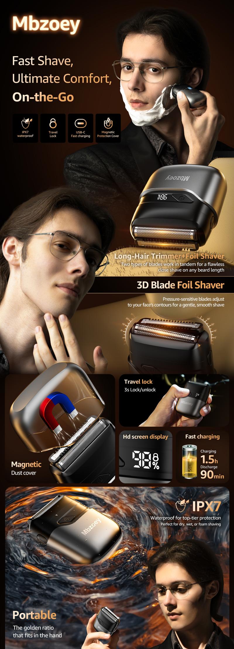 [TikTokShopStockUp]SHPAVVER Vacuum Beard Trimmer Model 26x-001 Cordless Waterproof Shaver with 20 Precision Length Comb for Men FathersDay Gift Self Haircut System Adjustable Clipper