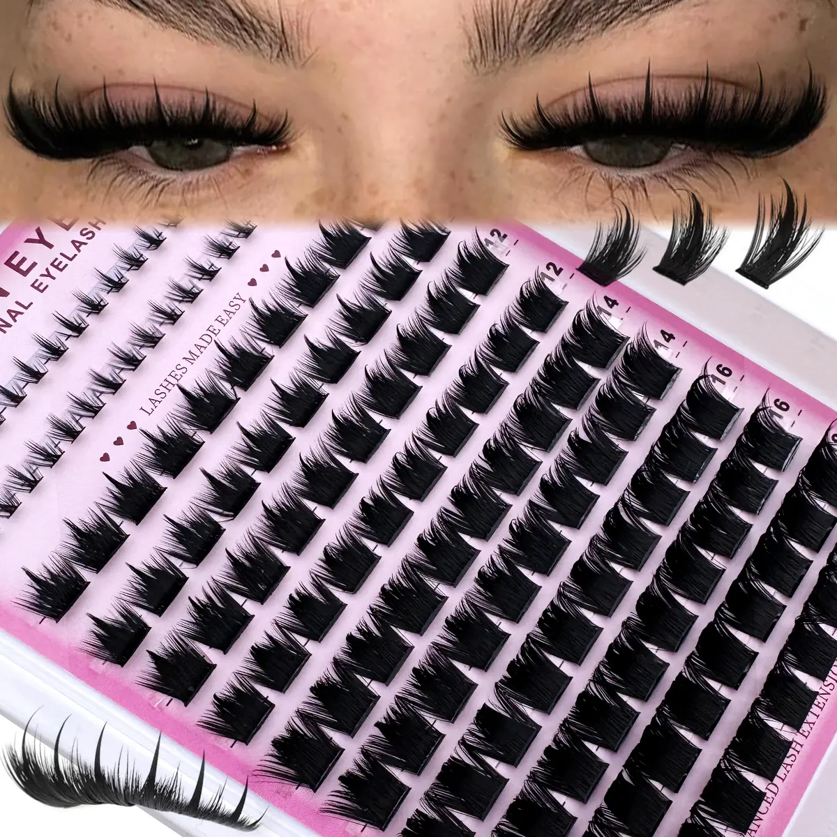 UMIRYAO Spikes+300D+lower eyelashes Lash Clusters Long 6-18mm Lash Spikes lower eyelashes D/DD136pcs Eyelash Clusters Volume Individual Lashes DIY Spiky Lash Extension Manga Cluster Eyelash Extensions Mink Strips Lashes Thick
