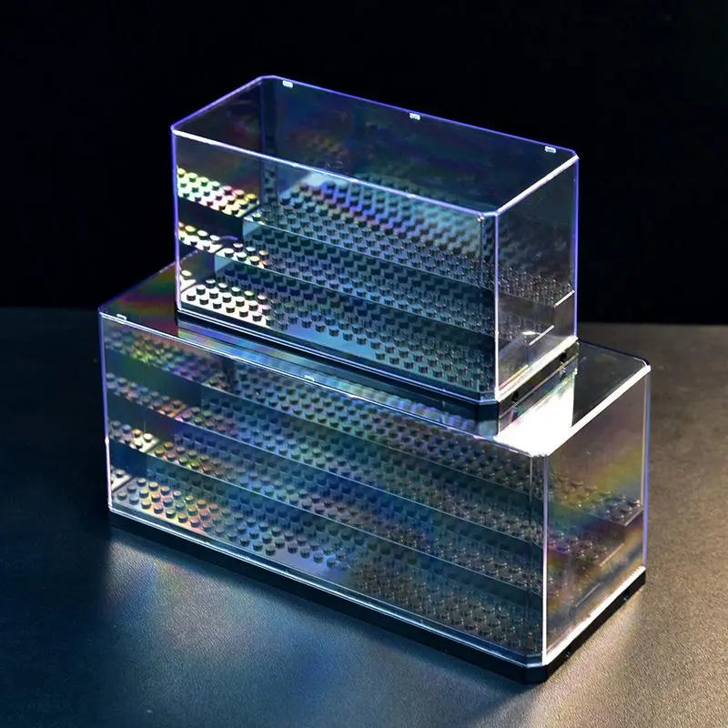 Acrylic Block Doll Display Box, 3 Layer Step Square Independent Transparent Toy Block Display Box, Dust Collection Doll Display Stand, Collectible Figurines, Display Storage, Collectibles Storage
