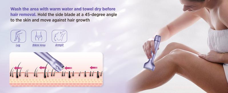Bikini & Facial Trimmer Electric Razors for Women, Rechargeable Pubic Body Hair Trimmer Electric Shaver for Legs Body Hair, Bikini Shaver IPX7 Waterproof, Gifts for Women, Purple