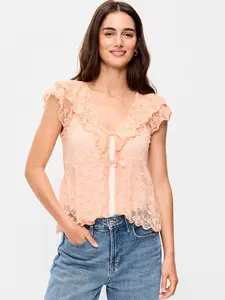 Old Navy Women's Short-Sleeve Open-Front Lace Ruffle Top