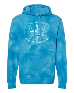 Trenz Shirt Company Christian I Can Do All Things Through Christ Philippians 4:13 Tie-Dye Hoodie Casual Menswear