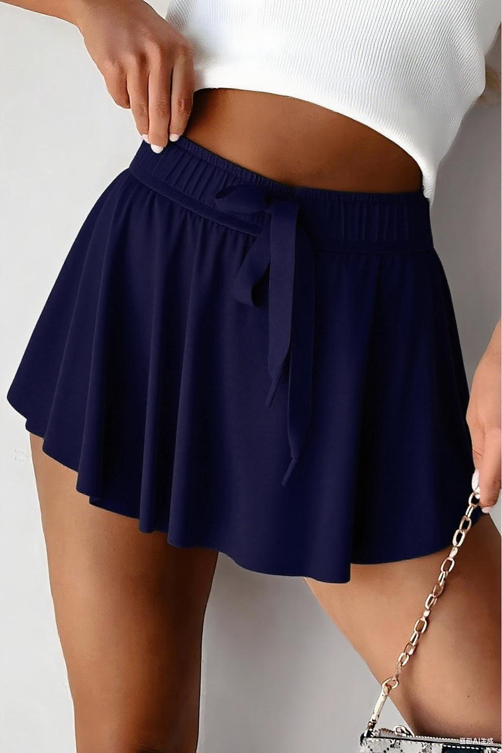 Mntaor Women's Casual Drawstring Tie High Waist Lined Tennis Skorts with Tie Detail, Ideal for Casual Outings and Versatile Wear