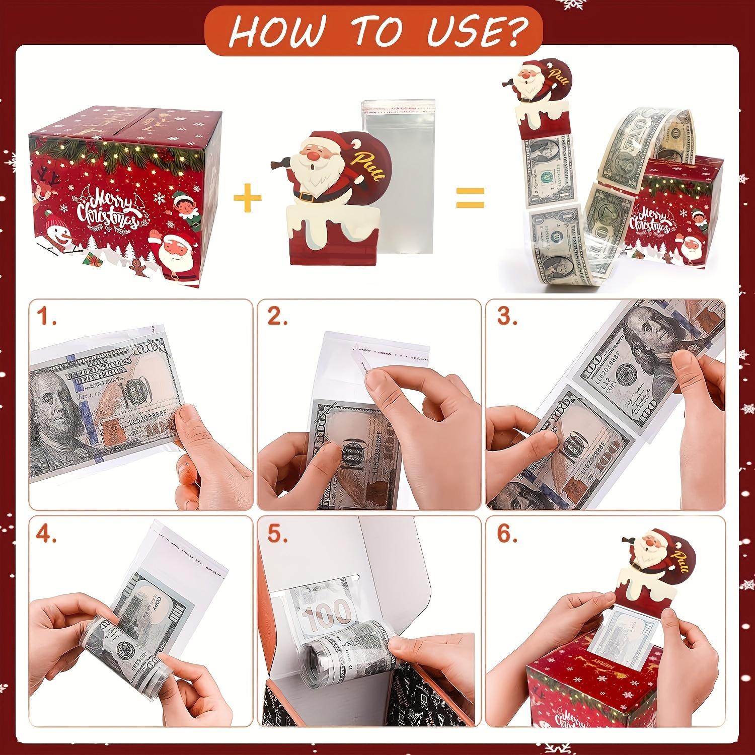 【FaddishDeal】Mery Christmas Money PullOut Gift Box - Fun Surprise Cash Holder for Friends, Wives, Sisters, Holiday Party Accessory Decorations Supplies Ornaments.excellent gifts for Christmas and new year，Must-buy on Black Friday