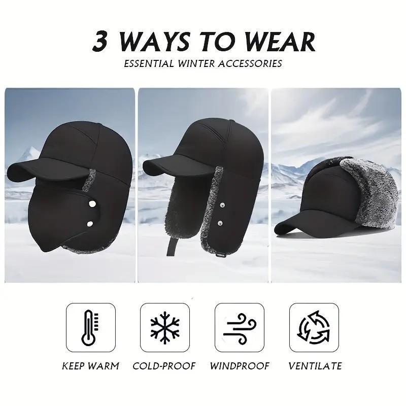 [live]Trapper Hat Style Mask Winter Warm Pilot Style Fur Ear Mask Ski Hunting Windproof Hat for Cold Weather Activities rapper Hat Mask with After-Sales Protection