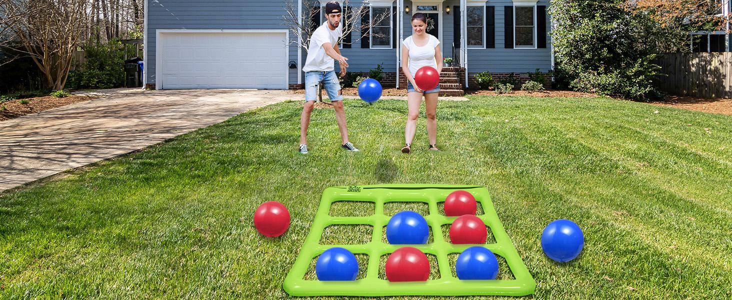 Pool Toys Games Set, Tic-Tac-Toe Inflatable Pool Toy with 10 Balls - Pool Games for Adults Teens Kids 2-10 Players - Pool Party Decorations Poolside Fun