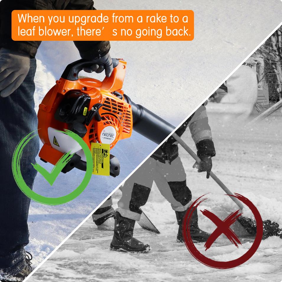 NEOTEC 25.4CC Gas Leaf Blower Handheld 432CFM 180MPH 2-Cycle & 52cc Gas Backpack Leaf Blower 2-Stroke Engine 768 CFM 216 MPH & 75.6cc Gas Leaf Blower Backpack 847 CFM 236 MPH 2-Cycle Ergonomic Harness System Low Vibration Powerful Lawn Yard Care Blower