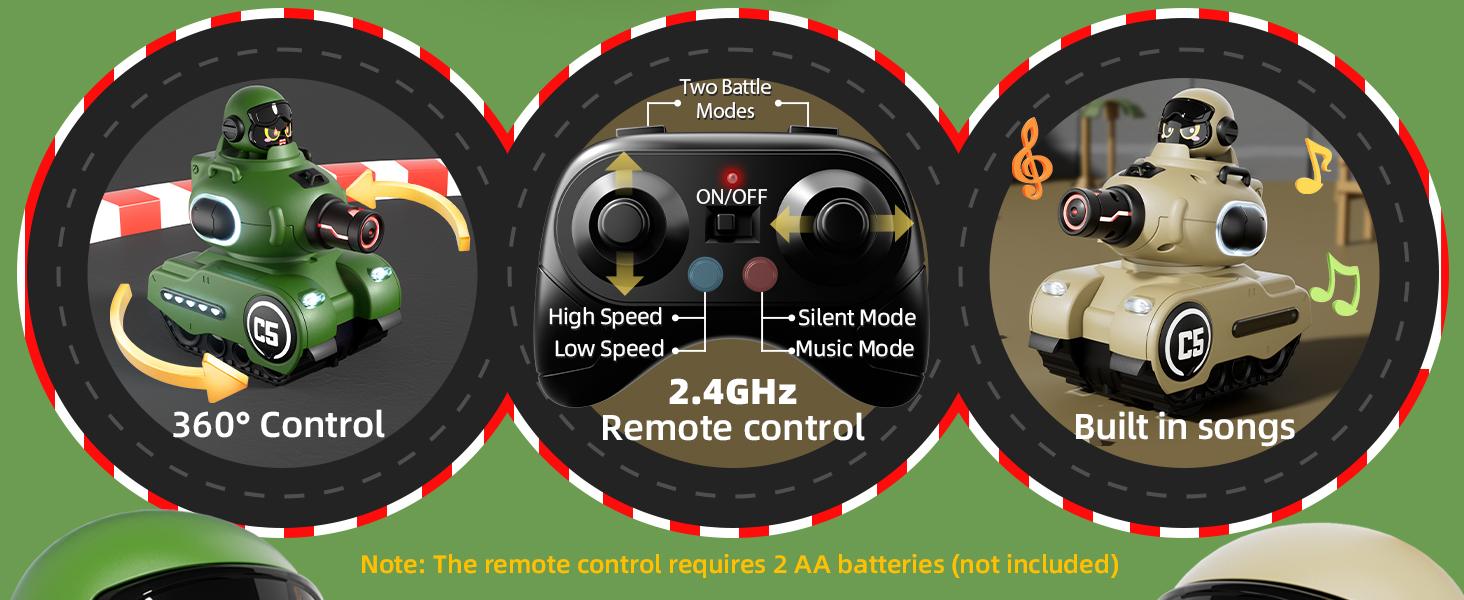 Remote Control Tank Toy, RC Vehicle with Lights & Sounds