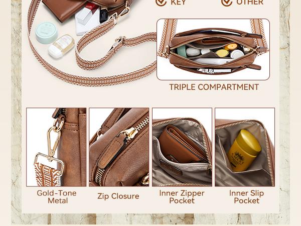 [Valentine's Day Gift] BOSTANTEN Crossbody Bag for Women Vintage Crossbody Purse Women Handbag Small Tote Bag with Adjustable Strap