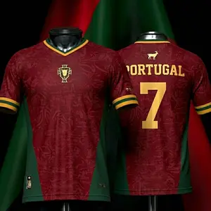 Portugal Soccer Jersey Number 7 - Retro Red and Green Soccer Shirt - 90s Bootleg Sportswear Tee, Game Day Apparel, The Big Tournament 2026 Inspired