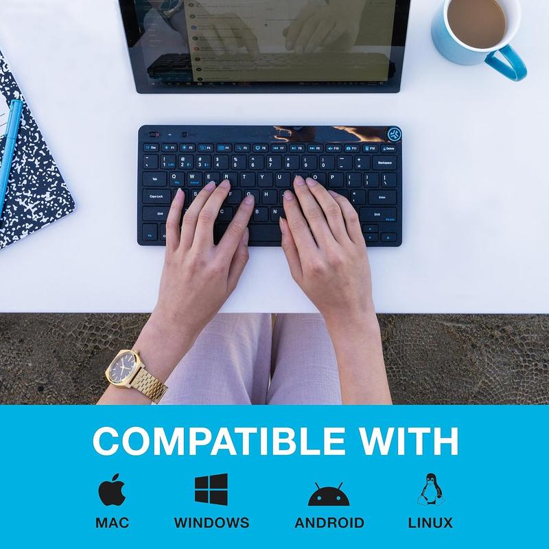 JLab Go Wireless Keyboard, Connect Via Bluetooth or USB Wireless Dongle, Multi-Device Ultra-Compact for a Minimalist or Portable Set-Up
