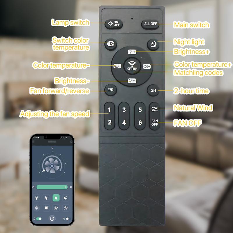 GLITGATE Modern LED Ceiling Fan with Light & Remote - 6-Speed, 3 Color Temperatures (Warm White/Nature White/Pure White), Dimmable Brightness, Timer Function, App & Remote Control, Flush Mount Design for Bedroom or Living Room