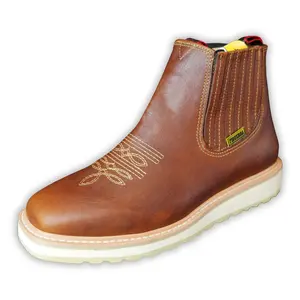 Men's 735 Pull Up Work Boot Square Toe Slip Resistant Wedge Work Boot / Botin de Trabajo Doble Densidad Made in Mexico