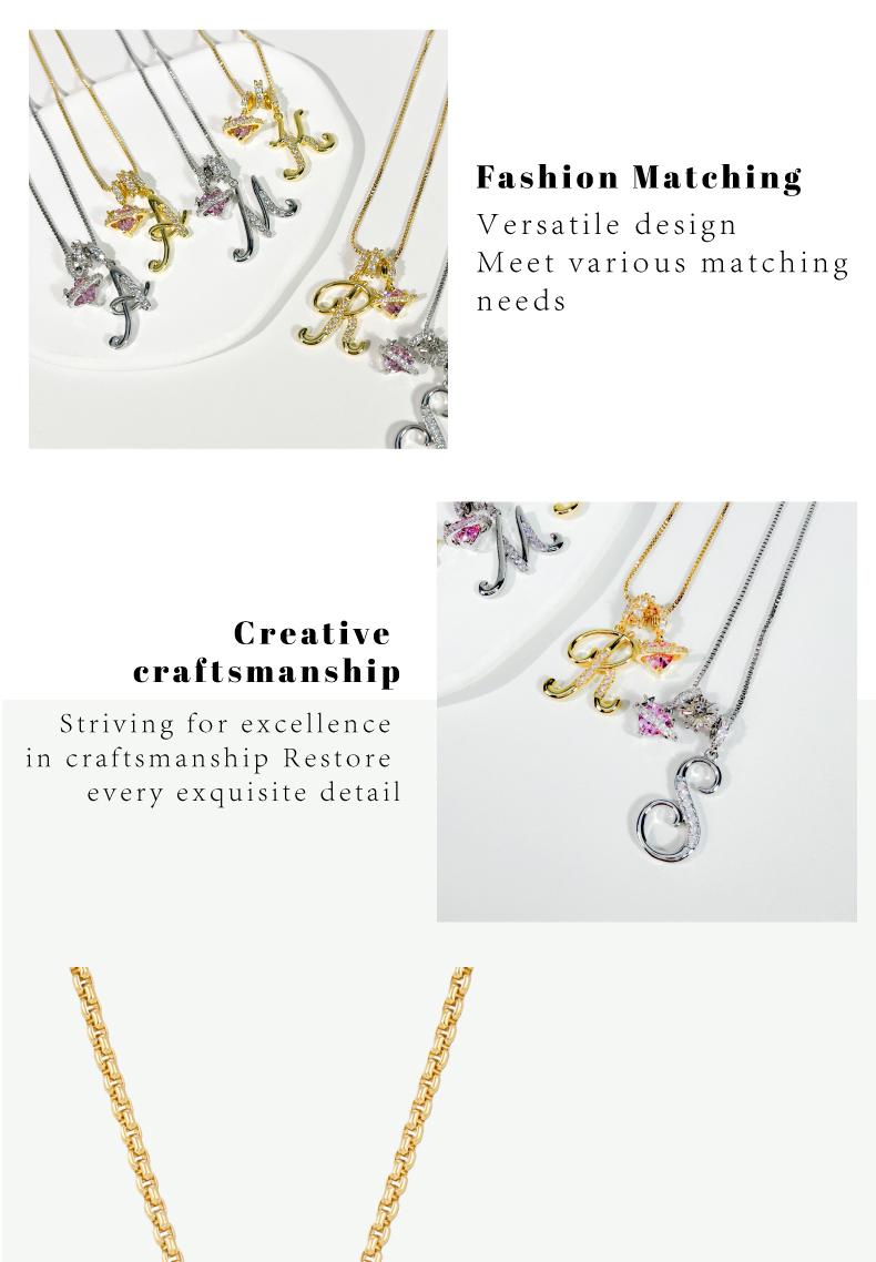 GGIRL Initial Heart Necklace for Women Pink Cubic Zirconia Pendant Letter Diamond 18K Gold Plated Fashion Jewelry Gift for Holiday Christmas Birthdays Anniversaries