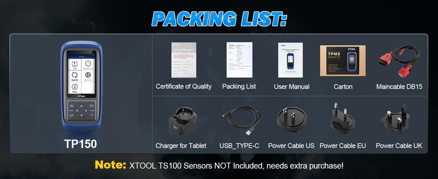 XTOOL TP150 TPMS Programming Tool, 2026 TPMS Relearn Tool, Activate/Relearn/Diagnosis All Known TPMS Sensors, Program TS100 Sensors (315/ 433MHz), TPMS Reset Tool TPMS Programmer