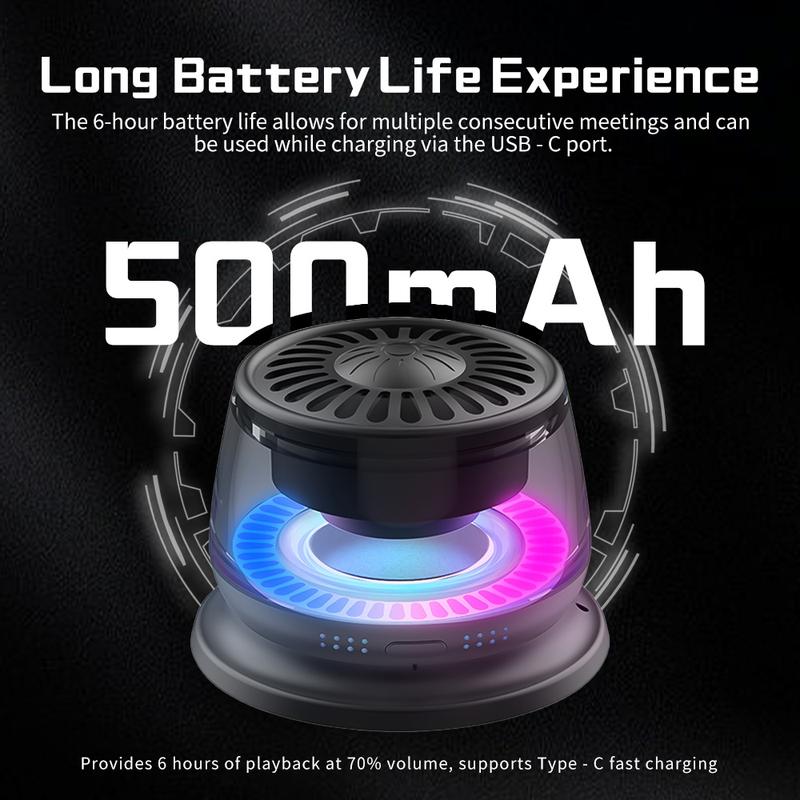 Magnetic Mini Speaker - 5W Mini Speaker, supports Bluetooth 5.4 wireless connection, RGB lighting effect, 7-hour playback time, suitable for portable phone stands for iPhones, travel, and golf carts, black