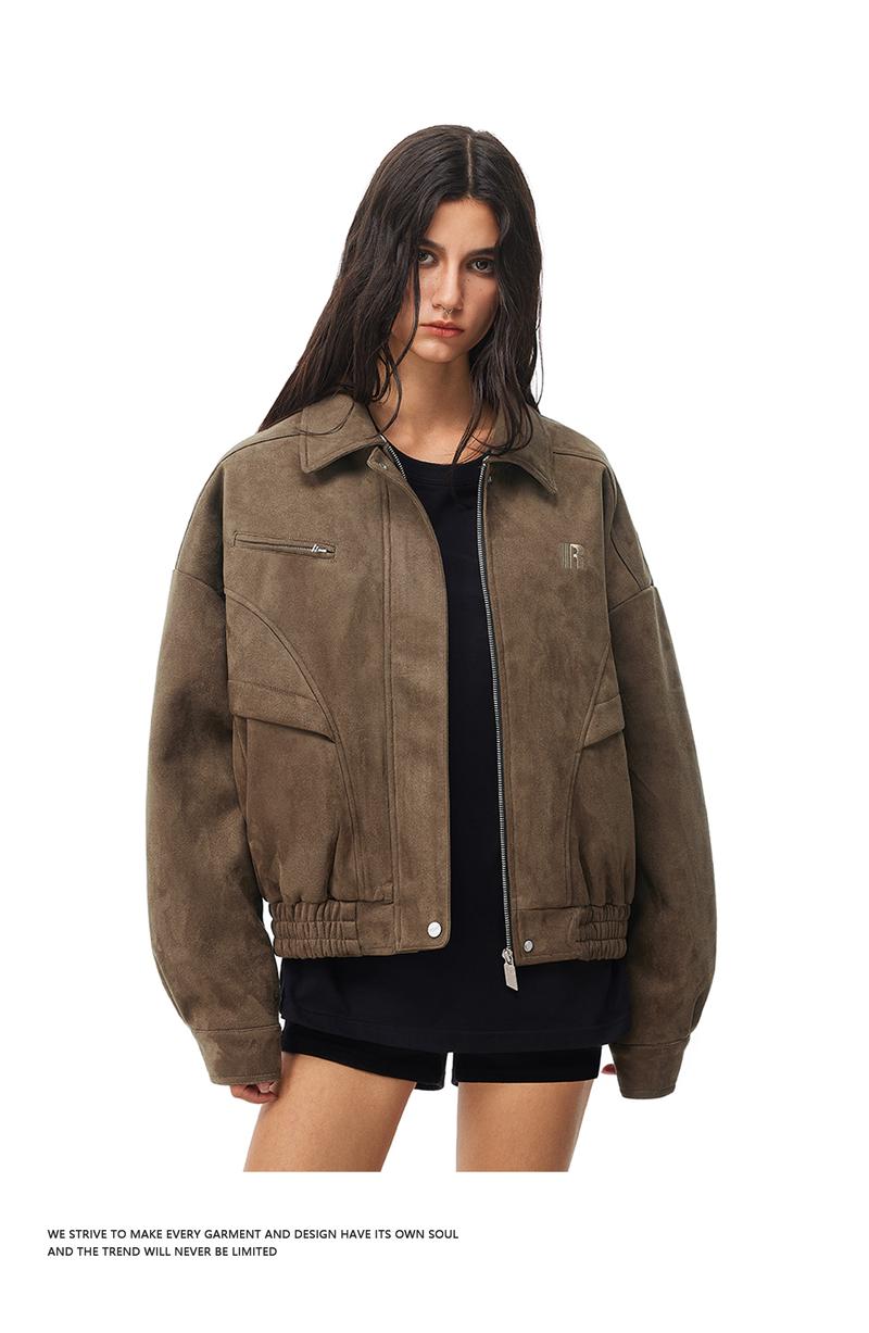 Barn Jacket with Detachable Leopard Collar FDR Unisex Plain Casual Minimalist Loose Fit Women's Coat Pu Patchwork Trendy Outerwear for Daily Wear Heavyweight Zipper Short Tops Womenswear #valentinesday #tiktokshopjumpstartsale #valentinesdaygift