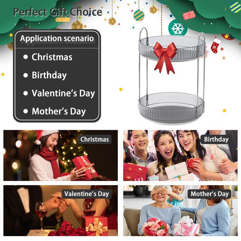 360° Rotating Makeup Organizer - Large Capacity Cosmetic and Skincare Dresser | Spinning Perfume Organizer Vanity Shelf for Makeup, Perfume, and Skincare (2 Tiers) ,Deals for you days