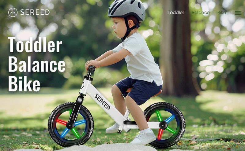 SEREED Balance Bike with Light-Up Wheels for Boys & Girls Ages 2-5, Pedal-Free Toddler Glider Bike Toy, Tool-Free Adjustment, Sticker-Customizable Panel, Perfect Birthday Gift for Toddlers