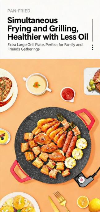 Multifunctional Electric Grill Indoor Non-Stick Smokeless Griddle for Home Cooking