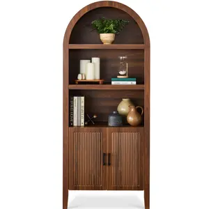 Best Choice Products 72in Arched Storage Cabinet w/ Reeded Cabinet Doors