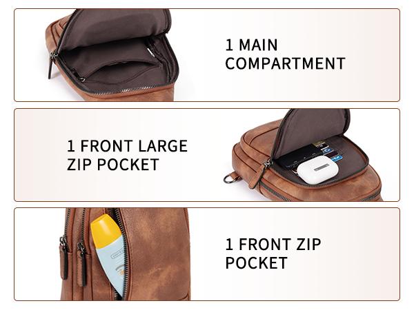 CLUCI HolidayHaul Sling Bag for Women Men Crossbody Leather Large Sling Backpack Fanny Packs Chest Bag for iPad Travel Hiking Cycling Gift Trendy Crossbody Bag for Daily Use Durable